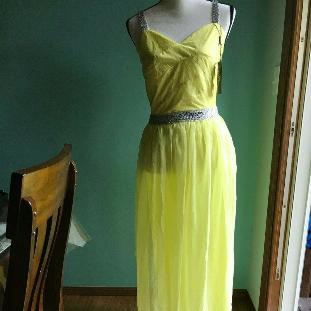 TomCarry Party Dress Yellow/sequin Long Size S.